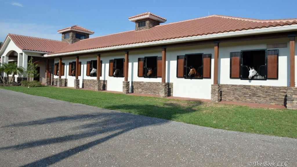 Equestrian barn and paddocks in Wellington, Florida